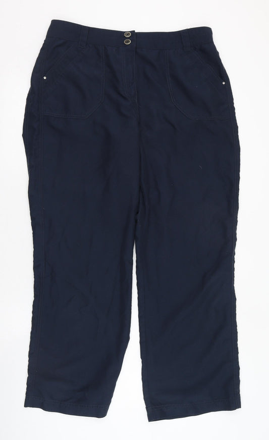 Womens UK Size 16 BHS Regular Fit Carrot Blue Trousers