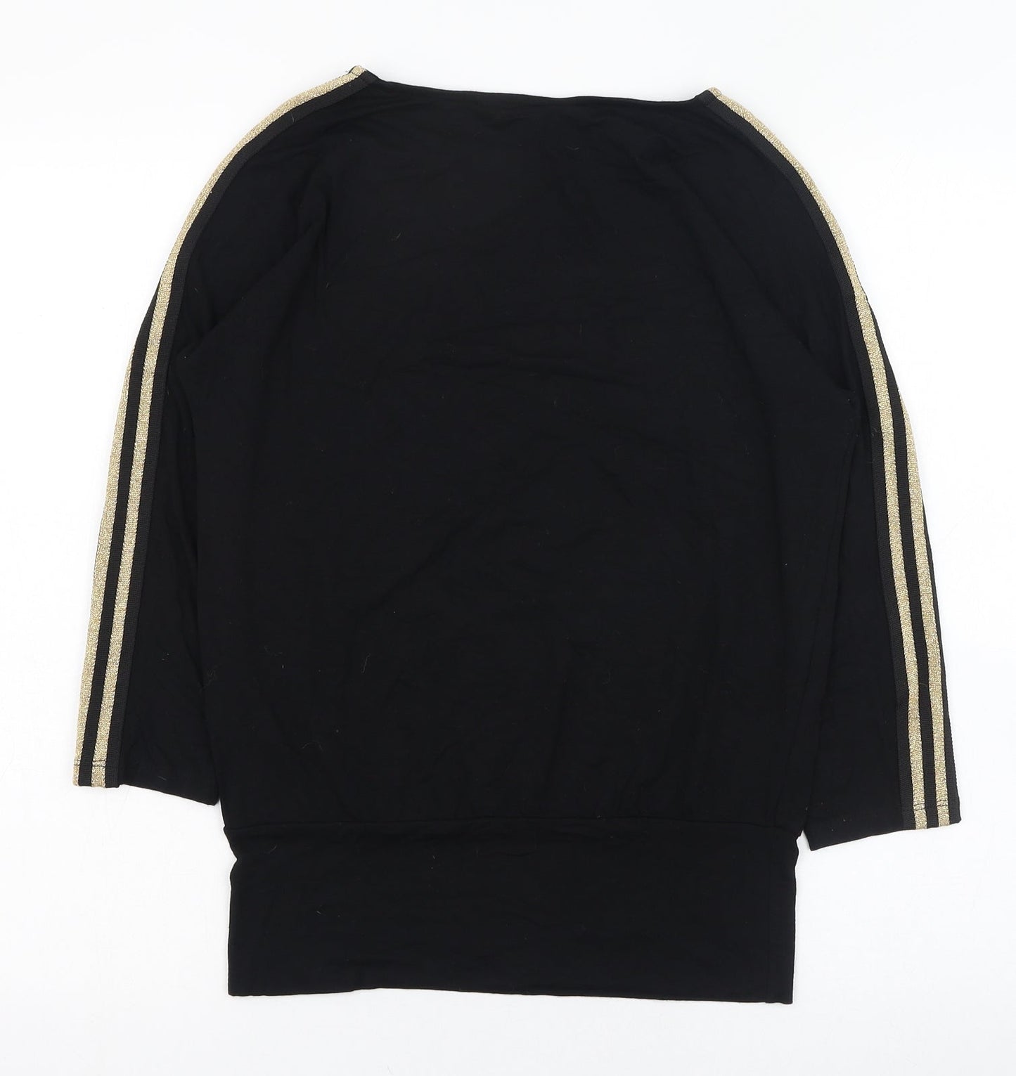 F&F Womens Black  Viscose Basic T-Shirt Size 6 Round Neck