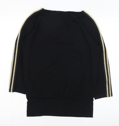 F&F Womens Black  Viscose Basic T-Shirt Size 6 Round Neck