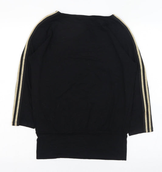 F&F Womens Black  Viscose Basic T-Shirt Size 6 Round Neck