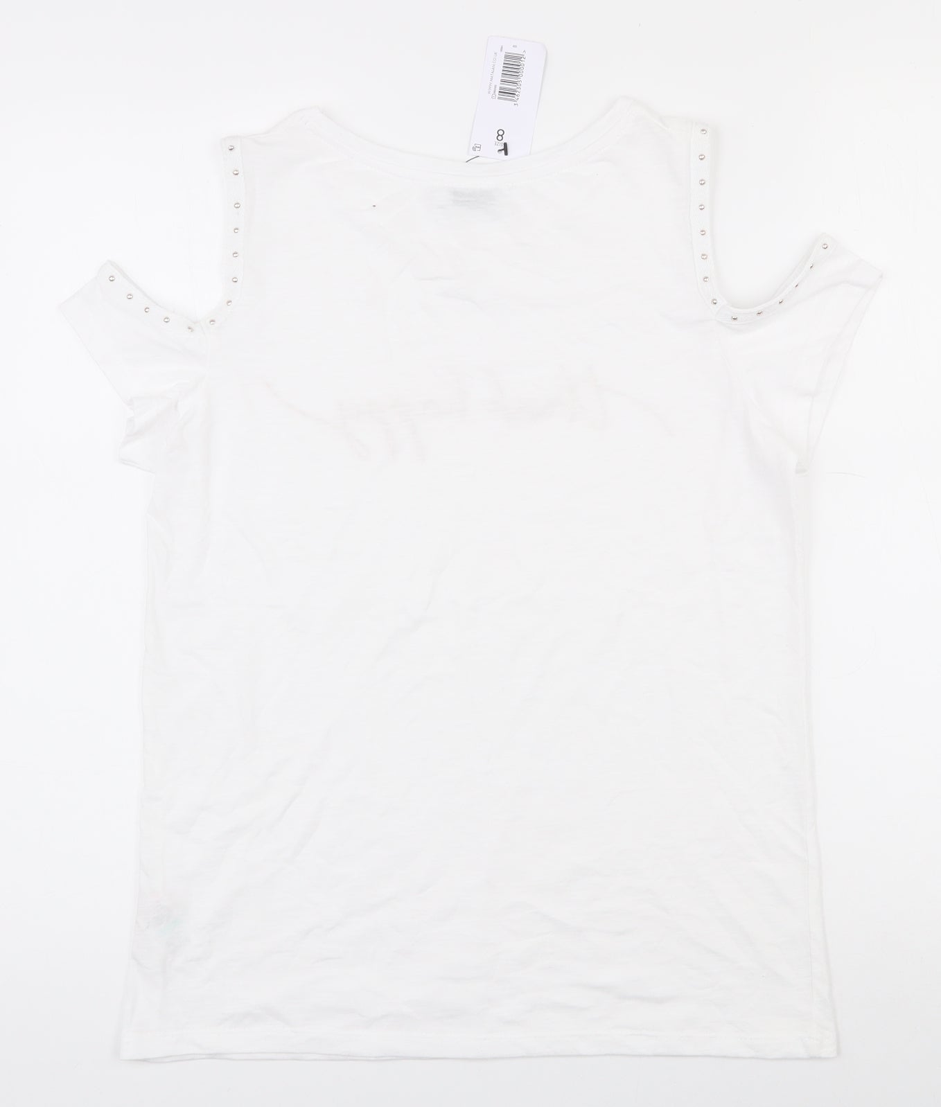 Papaya Womens White  Polyester Basic T-Shirt Size 8 Round Neck