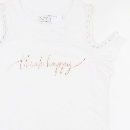 Papaya Womens White  Polyester Basic T-Shirt Size 8 Round Neck