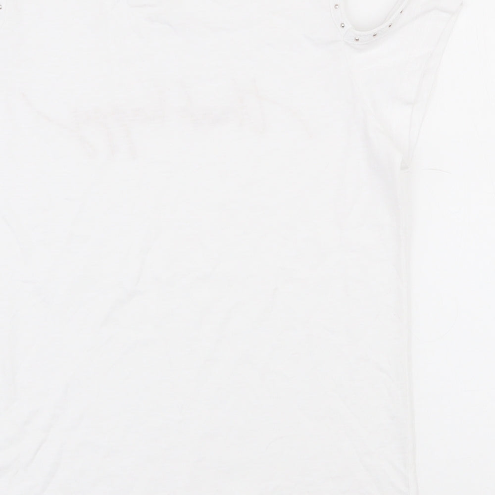 Papaya Womens White  Polyester Basic T-Shirt Size 8 Round Neck