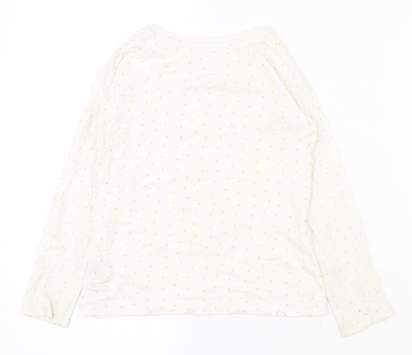 Dunnes Stores Girls White Spotted 100% Cotton Pullover T-Shirt Size 5 Years Round Neck Pullover