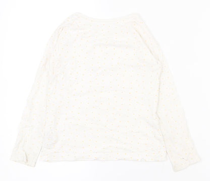 Dunnes Stores Girls White Spotted 100% Cotton Pullover T-Shirt Size 5 Years Round Neck Pullover