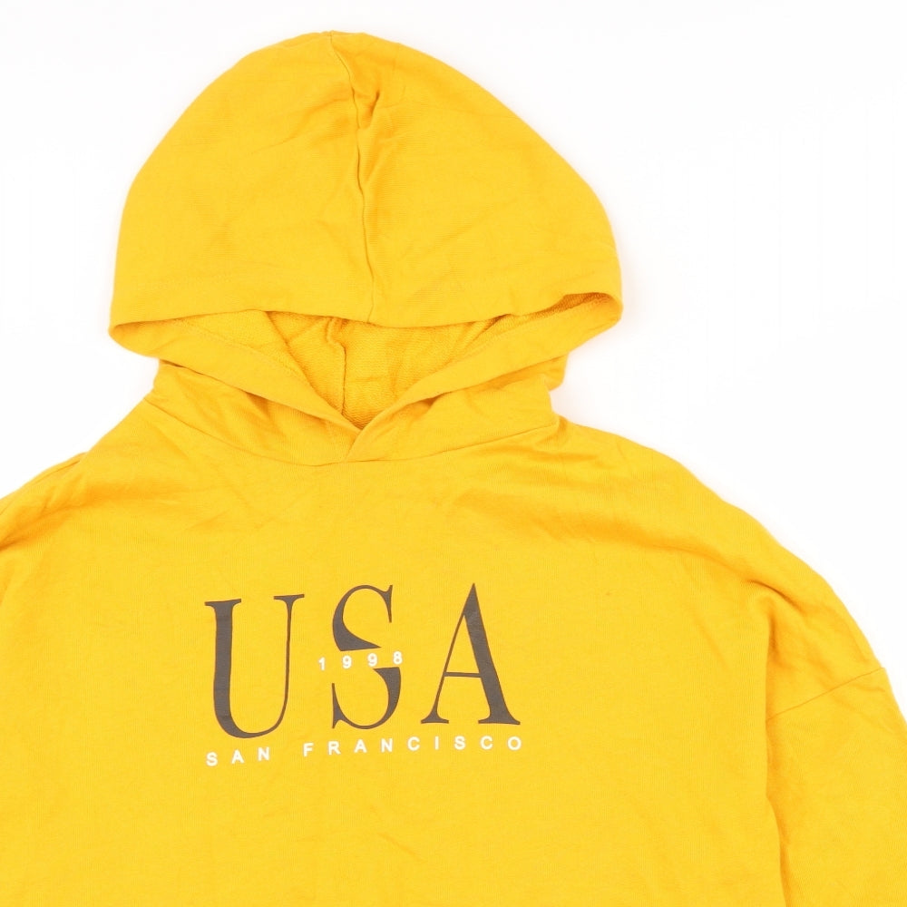 H&M Womens Yellow  100% Cotton Pullover Hoodie Size XS  Pullover - Cropped