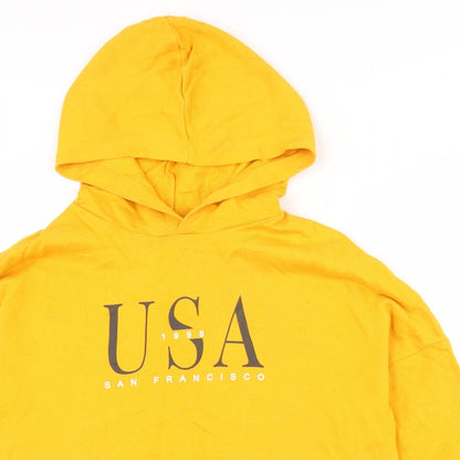 H&M Womens Yellow  100% Cotton Pullover Hoodie Size XS  Pullover - Cropped