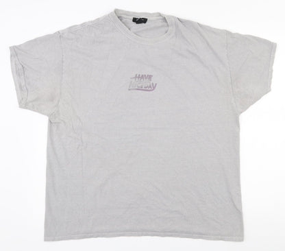 New Look  Mens Grey Houndstooth Polyester  T-Shirt Size M Round Neck