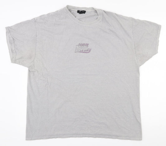 New Look  Mens Grey Houndstooth Polyester  T-Shirt Size M Round Neck