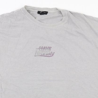 New Look  Mens Grey Houndstooth Polyester  T-Shirt Size M Round Neck