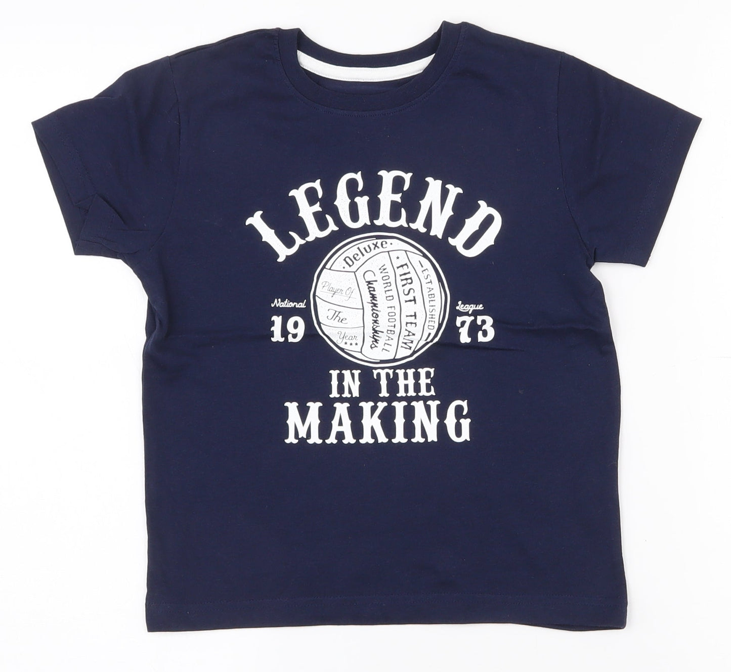 Primark Boys Blue  100% Cotton Pullover Polo Size 5-6 Years Crew Neck Pullover
