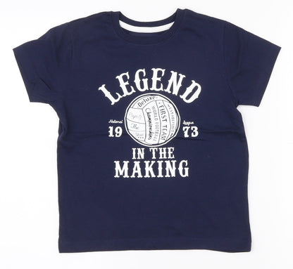 Primark Boys Blue  100% Cotton Pullover Polo Size 5-6 Years Crew Neck Pullover