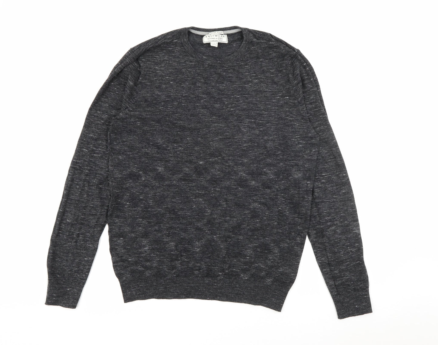 F&F Mens Grey Crew Neck  Cotton Pullover Jumper Size M