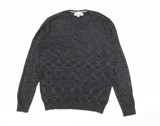 F&F Mens Grey Crew Neck  Cotton Pullover Jumper Size M