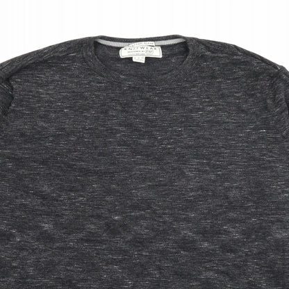 F&F Mens Grey Crew Neck  Cotton Pullover Jumper Size M