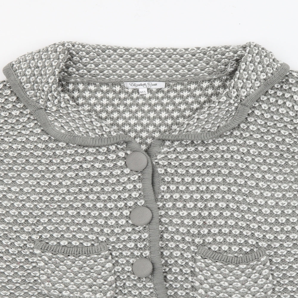 Elaigabeth Scott  Womens Grey Collared  Acrylic Cardigan Jumper Size M