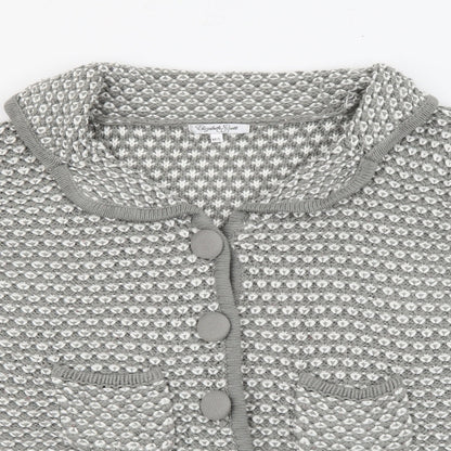 Elaigabeth Scott  Womens Grey Collared  Acrylic Cardigan Jumper Size M