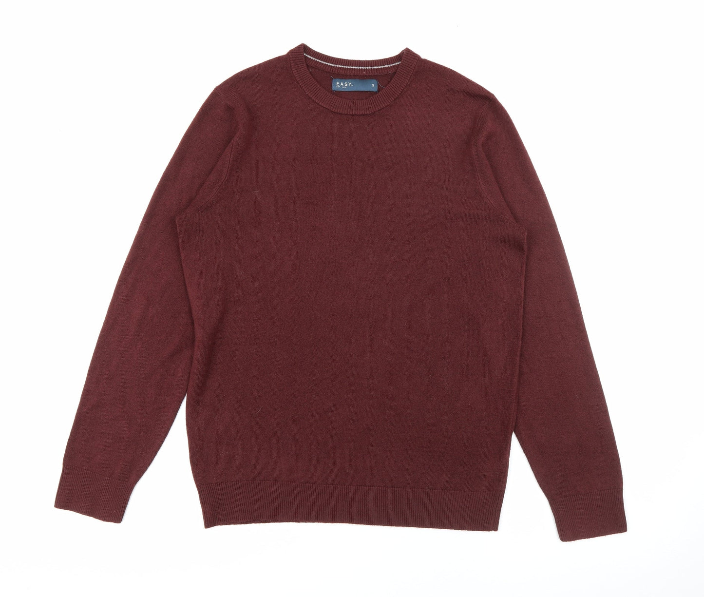 Easy Mens Red Crew Neck  Acrylic Pullover Jumper Size S