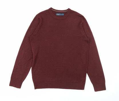 Easy Mens Red Crew Neck  Acrylic Pullover Jumper Size S