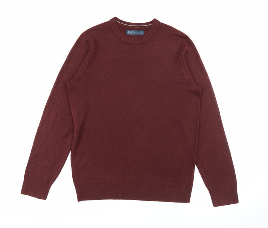 Easy Mens Red Crew Neck  Acrylic Pullover Jumper Size S
