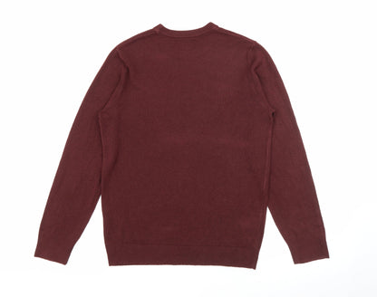 Easy Mens Red Crew Neck  Acrylic Pullover Jumper Size S