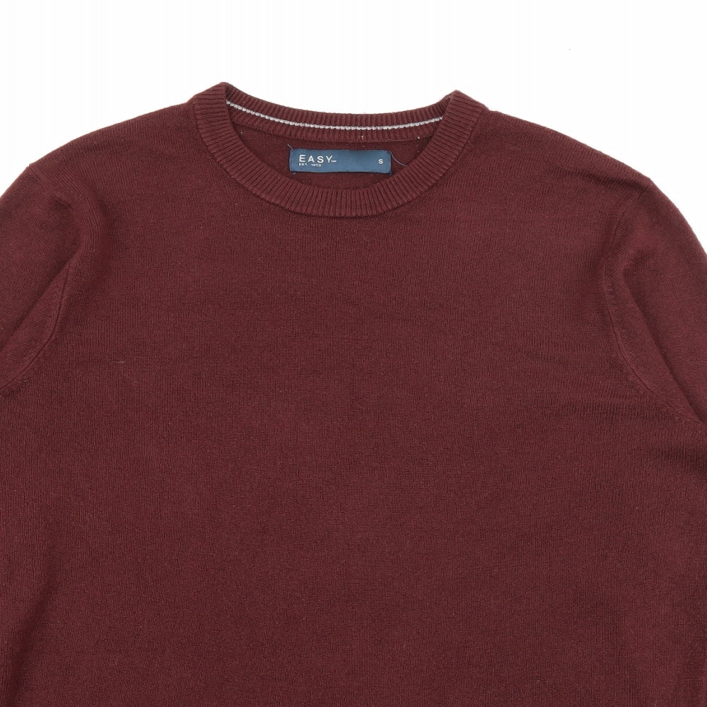 Easy Mens Red Crew Neck  Acrylic Pullover Jumper Size S