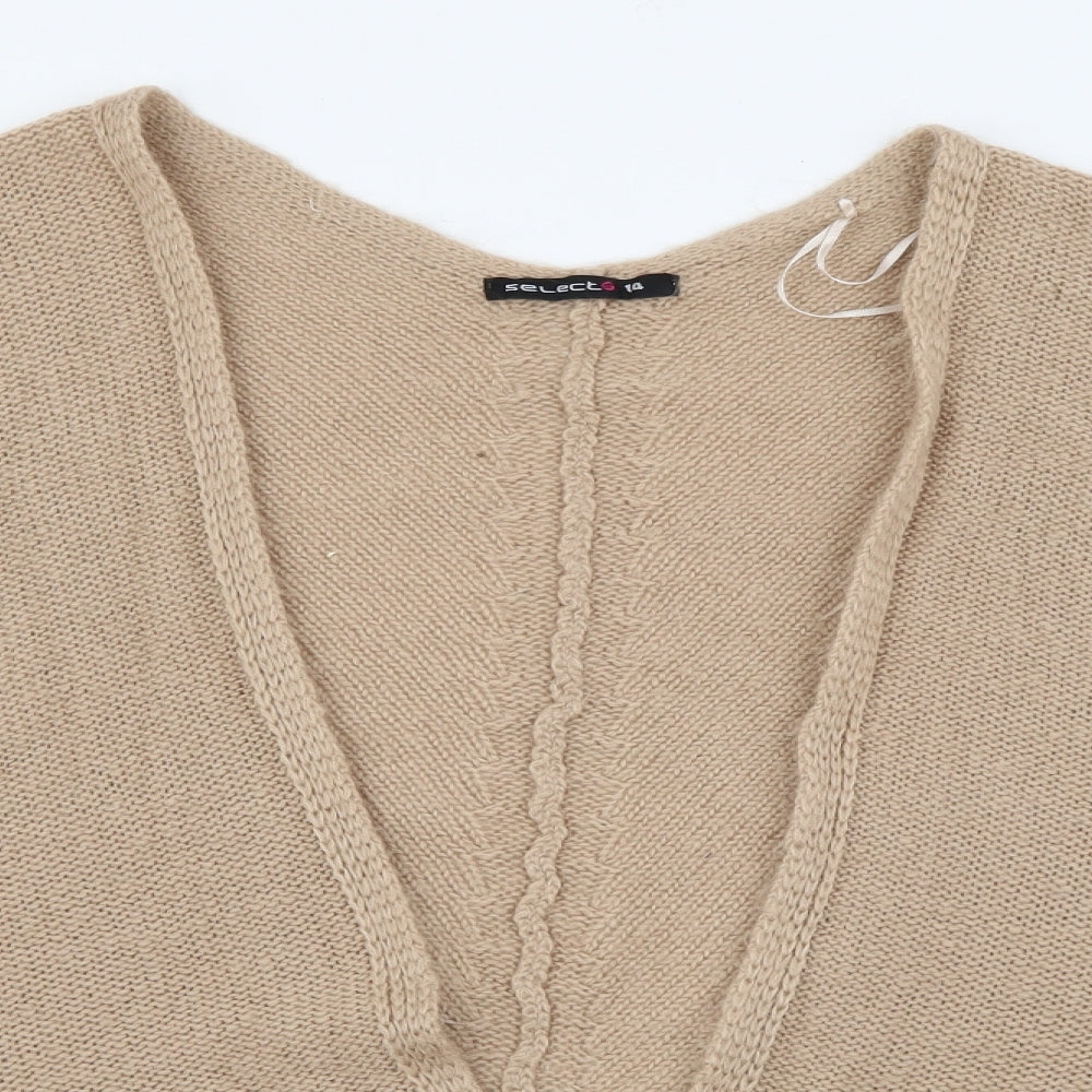 Womens UK Size 14 Select Beige Cardigan Jumper