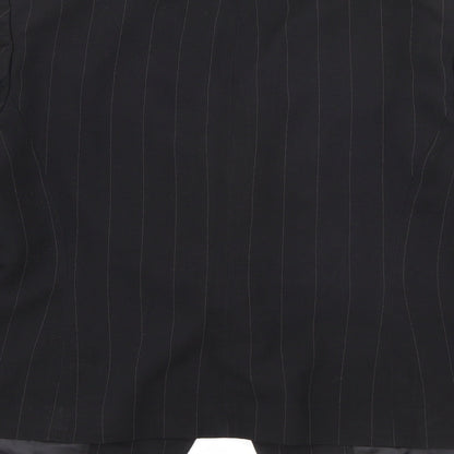 George Womens Black Pinstripe Polyester Jacket Blazer Size 14