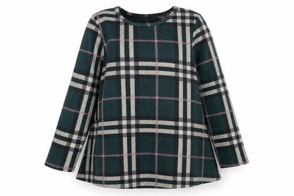 Apricot Womens Green Round Neck Plaid Polyester Pullover Jumper Size 14