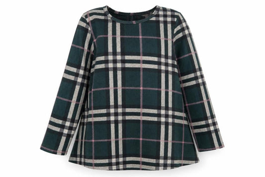 Apricot Womens Green Round Neck Plaid Polyester Pullover Jumper Size 14