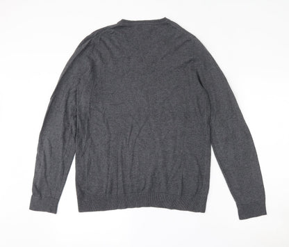 Gap Mens Grey V-Neck  Cotton Pullover Jumper Size M