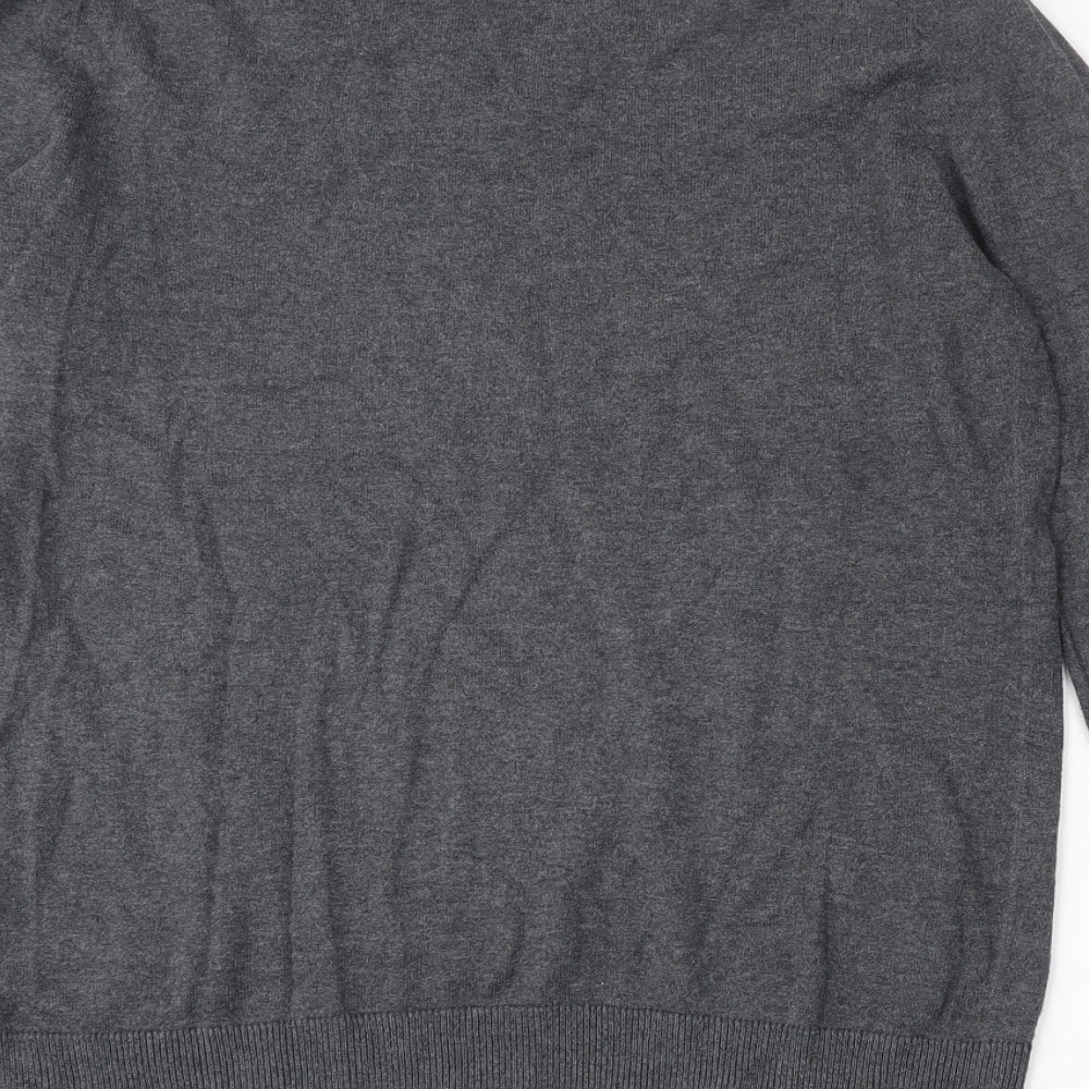 Gap Mens Grey V-Neck  Cotton Pullover Jumper Size M