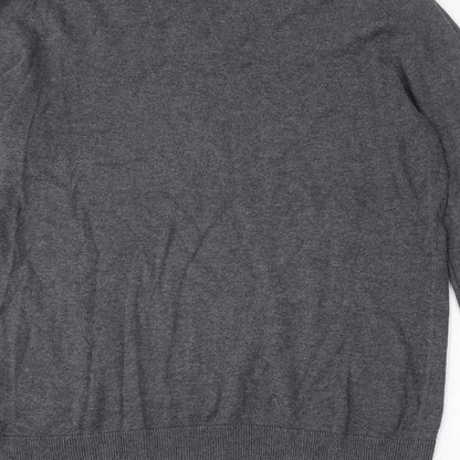 Gap Mens Grey V-Neck  Cotton Pullover Jumper Size M