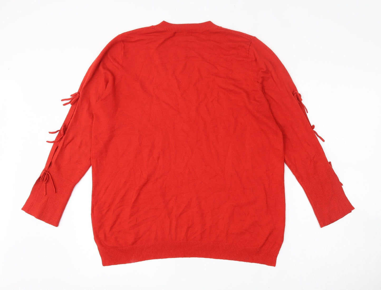 F&F Womens Red Round Neck  Viscose Pullover Jumper Size 14