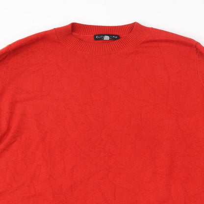 F&F Womens Red Round Neck  Viscose Pullover Jumper Size 14