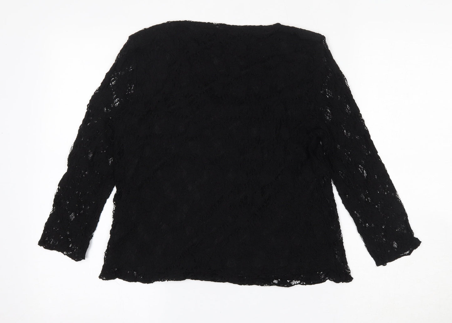 Precis Womens Black  Viscose Basic Blouse Size M Scoop Neck