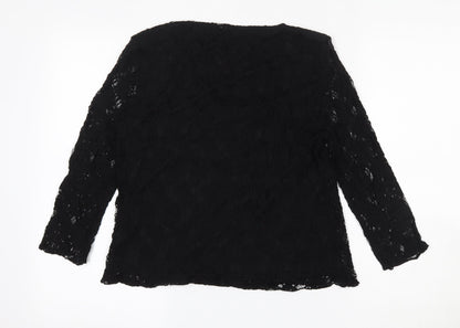 Precis Womens Black  Viscose Basic Blouse Size M Scoop Neck