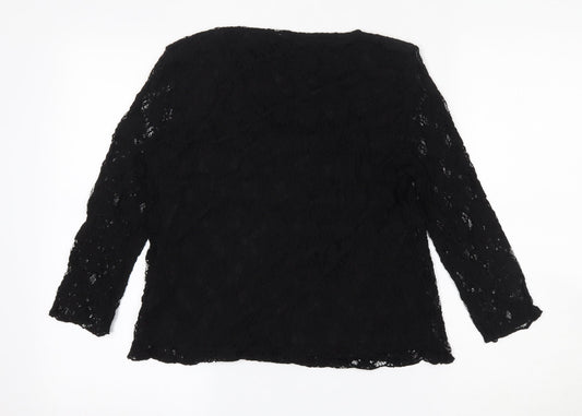 Precis Womens Black  Viscose Basic Blouse Size M Scoop Neck