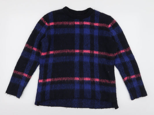 F&F Womens Multicoloured High Neck Plaid Acrylic Pullover Jumper Size 6