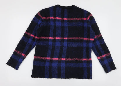 F&F Womens Multicoloured High Neck Plaid Acrylic Pullover Jumper Size 6