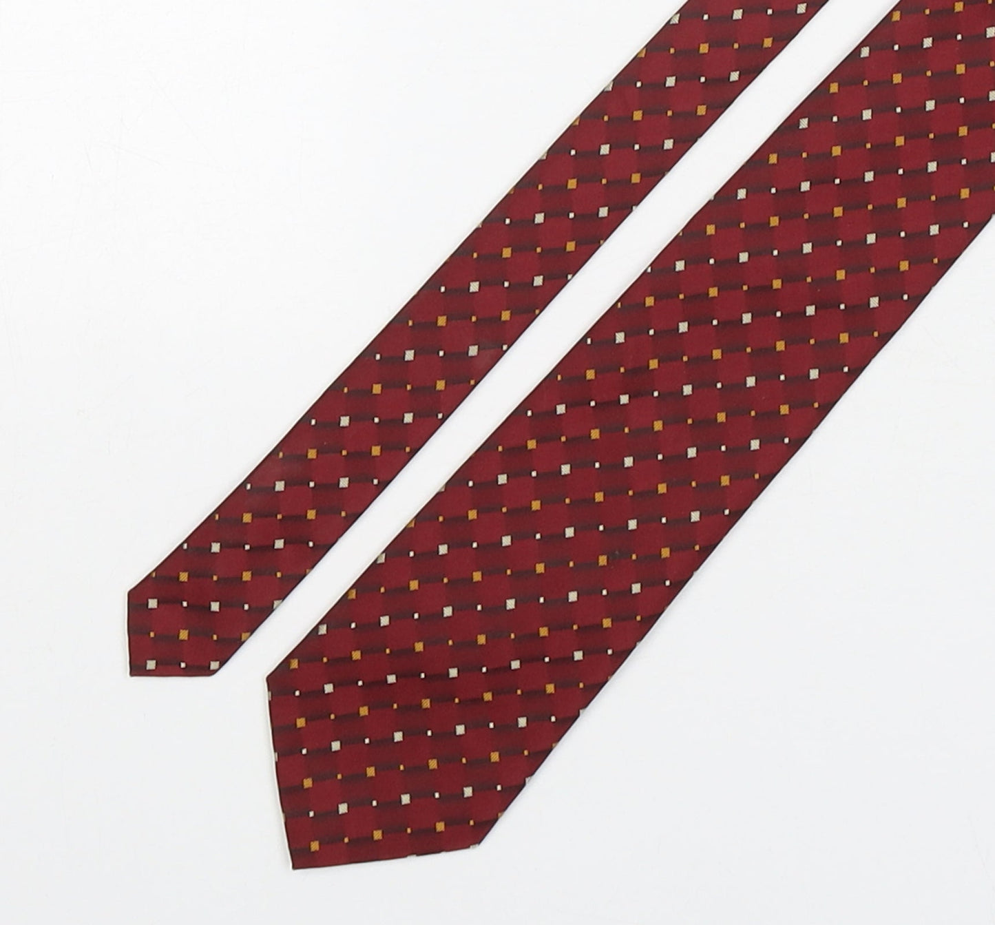 Marks and Spencer Mens Red Geometric Polyester Pointed Tie One Size