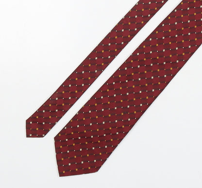 Marks and Spencer Mens Red Geometric Polyester Pointed Tie One Size