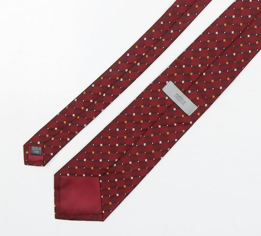 Marks and Spencer Mens Red Geometric Polyester Pointed Tie One Size