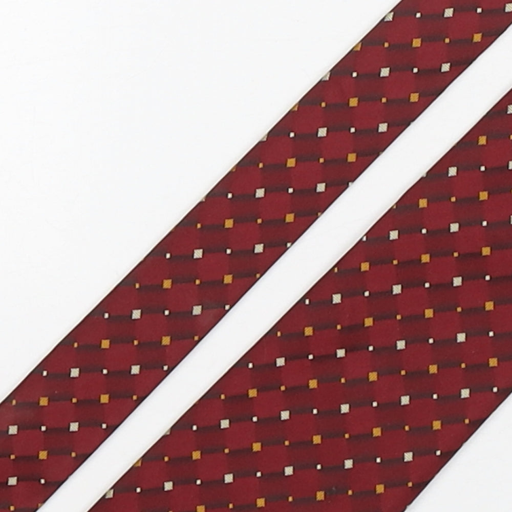 Marks and Spencer Mens Red Geometric Polyester Pointed Tie One Size