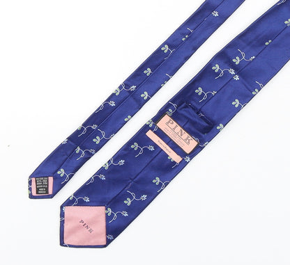PINK Mens Blue Floral Silk Pointed Tie One Size