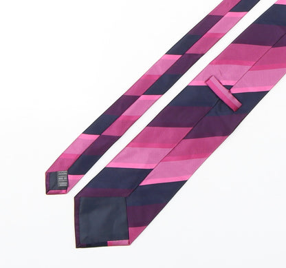 Marks and Spencer Mens Multicoloured Striped Polyester Pointed Tie One Size