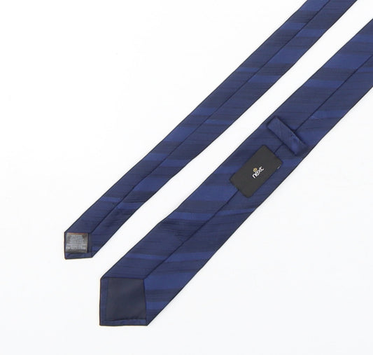 NEXT Mens Blue Striped Polyester Pointed Tie One Size