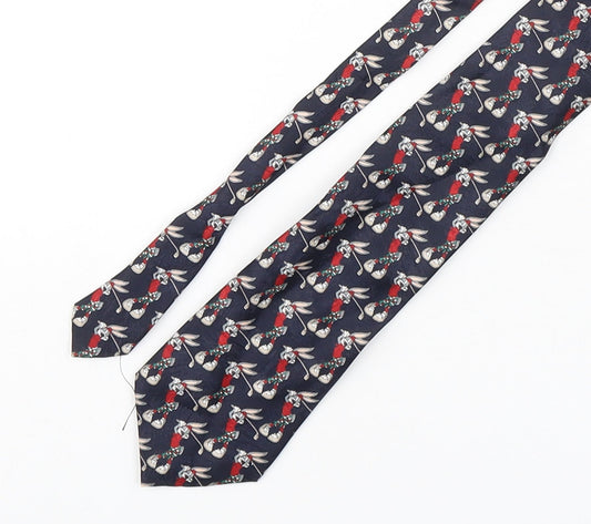 Marks and Spencer Mens Multicoloured Geometric Polyester Pointed Tie One Size - Bugs Bunny Golfing