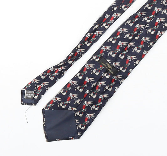 Marks and Spencer Mens Multicoloured Geometric Polyester Pointed Tie One Size - Bugs Bunny Golfing