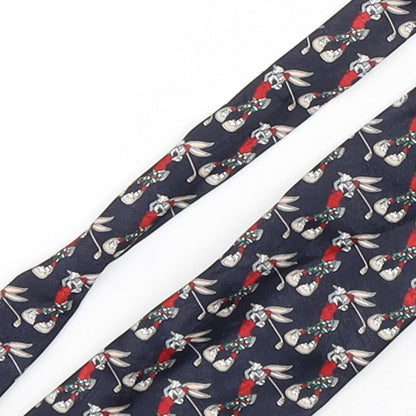 Marks and Spencer Mens Multicoloured Geometric Polyester Pointed Tie One Size - Bugs Bunny Golfing
